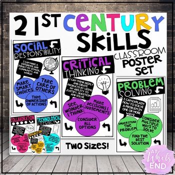 21st Century Skills Classroom Posters (11x17 and 8.5x11) by At Whit's End 21st Century Skills Posters, Student Reflection, 21st Century Classroom, Classroom Culture, 21st Century Skills, Board Decoration, Journal Quotes, Classroom Posters, Student Encouragement