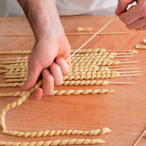 Homemade Flavored Pasta Dough, Homemade Fusilli Pasta, Fun Homemade Pasta Shapes, Homemade Rotini Noodles, Homemade Noodle Shapes, How To Make Different Pasta Shapes, Homemade Penne Pasta, How To Make Your Own Noodles, Easy Pasta Shapes