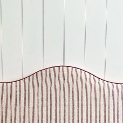 Headboards & Ottomans on Instagram: "Another bespoke headboard in our favourite rose ticking stripe from @penny_morrison_ltd @the_fabric_collective using the reverse of the fabric for the piping and side   #bespokeheadboard #pennymorrisonfabrics #tickingstripeheadboard" Ticking Headboard, Gingham Headboard, Fabric Headboard Diy, Bespoke Headboard, Striped Headboard, Patterned Headboard, Backboards For Beds, Bespoke Headboards, Old House Design