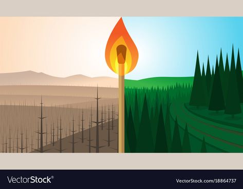 Forest Fire Poster, Forest Fire Illustration, Fire Vector, Social Campaign, Concept Art Tutorial, Fire Prevention, Social Media Poster, Dashboard Design, Forest Fire