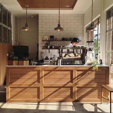 Cafe Retail Display, Retro Coffee Shop Aesthetic, Small Coffee Shop Interior Design, Japandi Cafe, Small Coffee Shop Design, Interior Design Cafe, Mini Cafeteria, Japanese Coffee Shop, Coffee Shop Counter