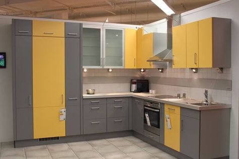 Wonderful Modern Kitchen Design Ideas - Engineering Discoveries Yellow Kitchens, Yellow Kitchen Designs, Yellow Kitchen Cabinets, Kitchen Yellow, Kitchen Cupboards Paint, Modular Kitchen Cabinets, Yellow Kitchen Decor, Серая Кухня, Grey Kitchen Designs