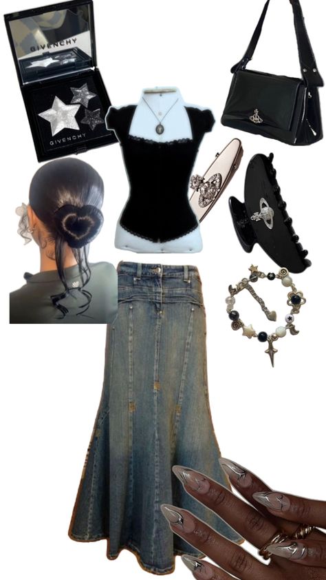 Grudge and kinda edgy maybe? Boho Street Style, 90s Inspired Outfits, Downtown Outfits, Outfit Collage, 90s Outfit, Trendy Fashion Outfits, Fashion Design Drawings, Swaggy Outfits, Simple Trendy Outfits