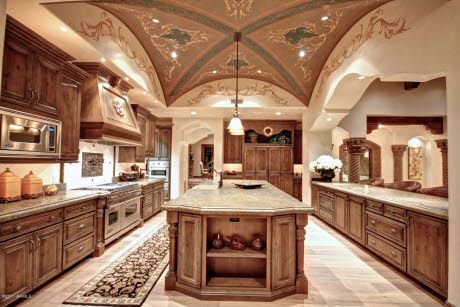 Mediterranean Kitchens, Awesome Kitchens, Mediterranean Kitchen Design, Mansion Homes, Tuscan Decor, Mediterranean Luxury, Traditional Kitchens, Kitchen Updates, Kitchen Styles