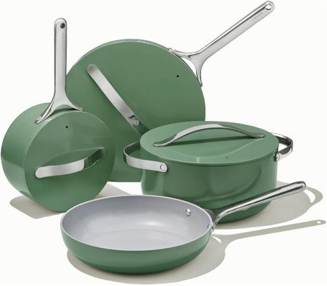 Upgrade your kitchen with the Caraway Nonstick Ceramic Cookware Set. Featuring 12 pieces including pots, pans, lids, and kitchen storage, it's non-toxic, oven-safe, and compatible with all stovetops. Elevate your cooking experience with style and convenience. #CookwareSet #KitchenEssentials #NonToxic Caraway Cookware Silt Green, Ceramic Cookware Set Target, Teal Pots And Pans, Le Creuset Stainless Steel Cookware, Ceramic Cookware Set, Le Creuset Cookware 20 Piece Set One Day Sale For 29.99, Ceramic Cookware, Home Finds, Pots Pans