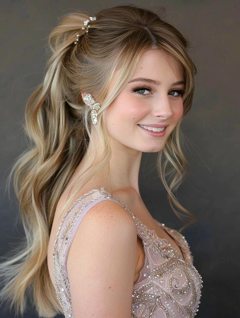 Fancy Hairstyles Ponytail, Ponytail For Homecoming, Fancy High Ponytail, Fancy Ponytail Hairstyles, Ponytail Hairstyles For Prom, Hairstyles High Ponytail, Elegant Ponytail Hairstyles, Trendy Ponytail Hairstyles, Sleek High Ponytail