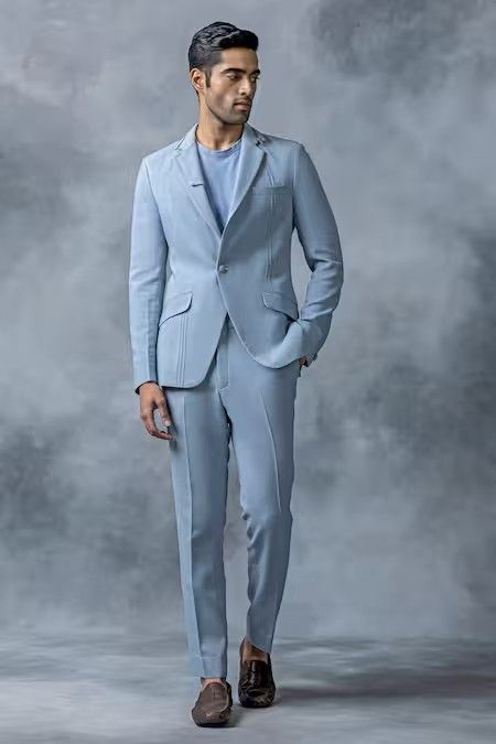 Light Blue Suit Jacket, Blue Blazer Outfit Men, Sky Blue Blazer, Blue Blazer Outfit, Sky Blue Suit, Light Blue Suit, Blue Suit Men, Blue Jersey, Blazer Designs