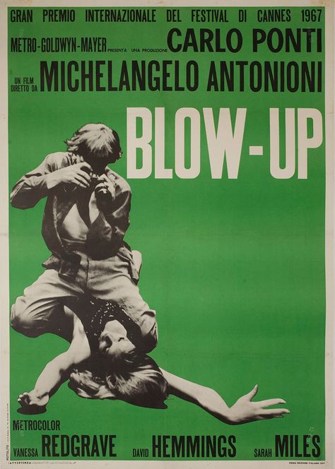 Blow Up Movie, 60s Films, Michelangelo Antonioni, Cinema Design, Beau Film, Vanessa Redgrave, 11x17 Poster, Green Art Print, Cinema Posters