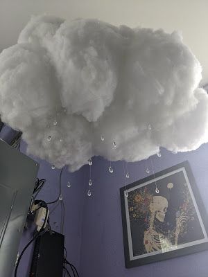 Nursery Cloud Light, Classroom Clouds Decor, Cloud Lantern Diy, Diy Clouds On Ceiling, Make Clouds To Hang, Clouds Party Decorations, Lightening Clouds Ceiling, Cloud Chandelier Diy, Cloud Lights On Ceiling Diy