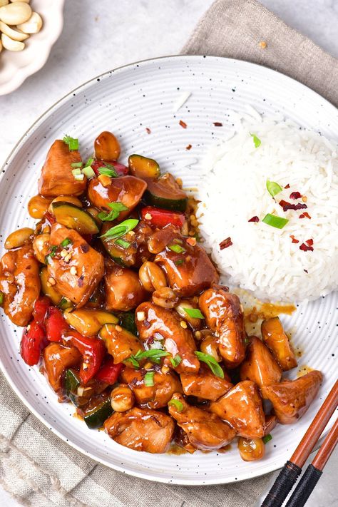 Gluten Free Kung Pao Chicken, Chicken Gluten Free, Kung Pow, Kung Pao Chicken Recipe, White Rice, Kung Pao, Kung Pao Chicken, Asian Food, Asian Recipes