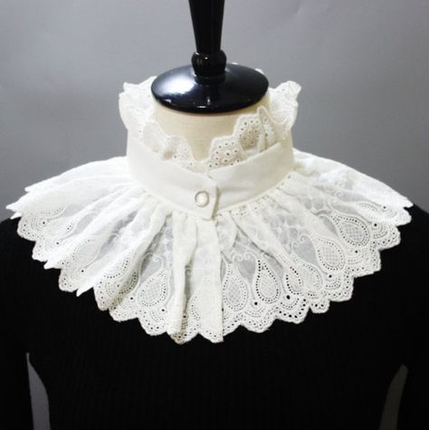 Victorian Ruffle Collar, Embroidery Paisley, Victorian Collar, Fake Collar, Half Shirts, White Scarves, Victorian Steampunk, Detachable Collar, Retro Party