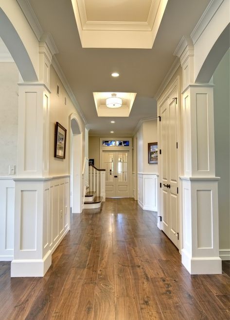 See! Here we are again, extending the paint color past the ceiling! In this instance, on the crown molding.    I love how the color is carried from one room to the ceiling ... makes it feel warm and cozy Walnut Hardwood Flooring, Koln, Versace Home, Style Deco, Pool Design, Floor Colors, Wide Plank, Hard Wood, Style At Home