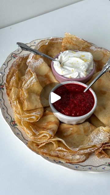 Eastern European Breakfast, Home Baked Goods, Raspberry Compote, Blinchiki Recipe, Brunch At Home, European Breakfast, Birthday Brunch, Entertaining Recipes, Easter Brunch