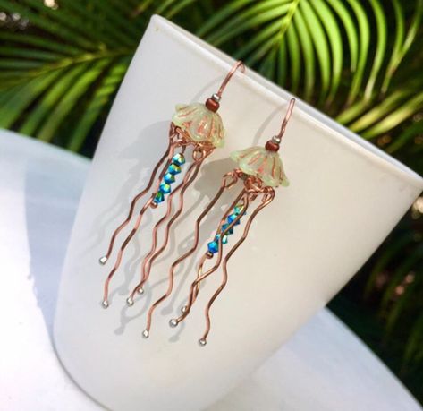 Jellyfish Jewelry, Jellyfish Earrings, Green Resort, Jellyfish Pendant, Artsy Earrings, Resort Jewelry, Ocean Earrings, Ocean Inspired Jewelry, Shrinky Dink