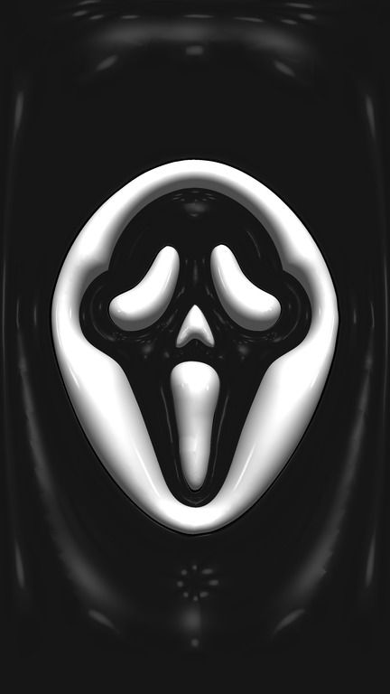 8k Halloween wallpaper. This high-resolution wallpaper for your phone ( iPhone ) has a trendy 3D effect made in Adobe Ilustator and Adobe Photoshop. White Scream mask on a black background Halloween Lockscreen, Scream Mask, 3d Wallpaper Iphone, Aesthetic Halloween, High Resolution Wallpapers, Wallpaper For Your Phone, 3d Effect, 3d Wallpaper, Halloween Wallpaper