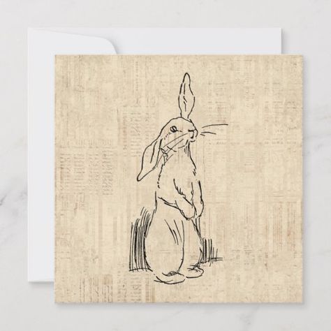 Sparrow House, Script Background, Bunny Rabbit Art, Cute Bunny Rabbit, Vintage Script, Rabbit Wall Art, Rabbit Drawing, Rabbit Illustration, Bunny House