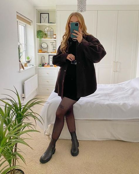 Dress And Shacket Outfit, Brown Shacket Outfit, Asos Boots, Shacket Outfit, Teaching Outfits, Hm Dress, Bedroom Lighting, Black Skirt, Skirt Outfits