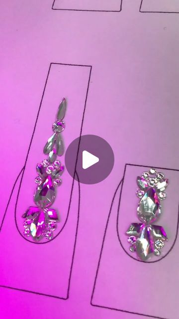 Bling Placement On Nails, Nail Rhinestone Design Ideas, Gem Placement On Nails, Rhinestone Placement On Nails, Crystal Nail Designs, Diy Rhinestone Nails, Blue Streaks, Diy Rhinestone, Crystal Nails