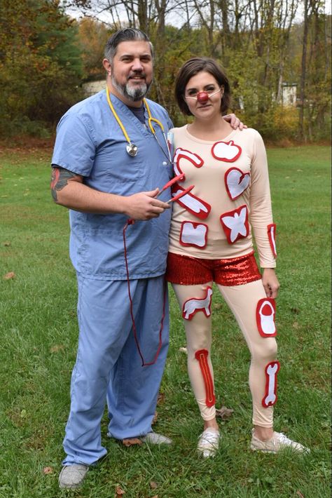 Doctor And Operation Costume, Operation Couples Costume, Operation Halloween Costume Diy, Nurse And Patient Costume Couple, Doctor And Patient Costume, Nurse And Doctor Costume Couple, Halloween Costumes For Two People, Halloween Costumes For Two, Operation Costume