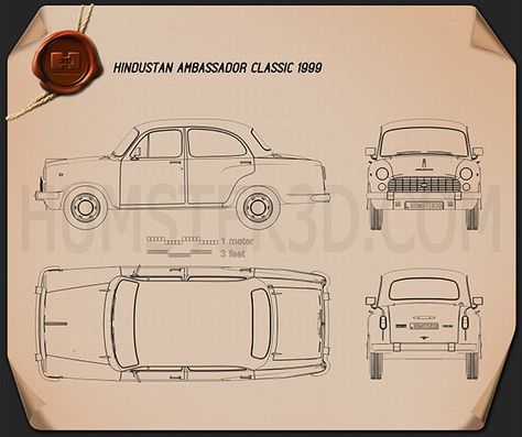 Hindustan Ambassador Classic 1999 Blueprint Hindustan Ambassador, Ambassador Car, Car Blueprint, Tata Cars, Bajaj Auto, Ashok Leyland, Cool Car Drawings, Model Reference, Car Sketch