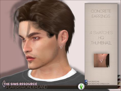 Sims 4 Cc Male Ear Piercings, The Sims 4 Cc Earrings Men, S4cc Jewelry, Sims 4 Male Accessories Cc, Hydra Aesthetic, Sims Cc Hair, 4 Piercings, Miss Universe Crown, Male Sims