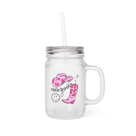 cute boots pink cowgirl nashville crrntmood drink mason jar by crrntmood on Etsy Tasty Cocktails, Mason Jar Mugs, Personalized Mason Jars, Cute Cowgirl, Drinking Jars, Homemade Lemonade, Pink Cowgirl, Ice Tea, Les Couples