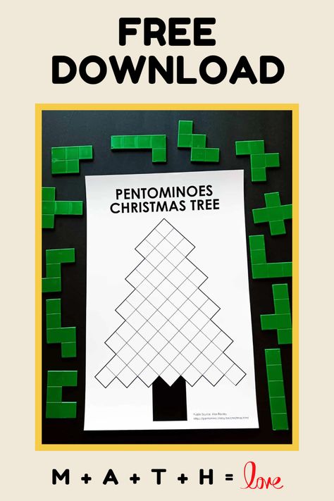 This Christmas Math Activity with Pentominoes is a great way to get your kids excited about math and puzzles this holiday season! This activity uses pentominoes, which are shapes made up of five squares, to create Christmas-themed patterns and designs. Christmas Puzzles For Adults, Christmas Geometry Activities, Christmas Logic Puzzles, Christmas Tree Math, Christmas Geometry, Holiday Math Activities, Math Logic Puzzles, Christmas Math Worksheets, Tree Puzzle