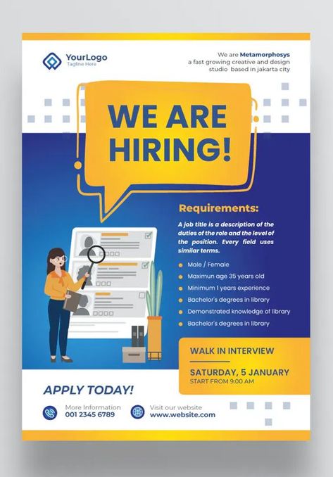 Company Job Hiring Flyer Advertisement Template AI, EPS, PSD Event Poster Design Inspiration, Hiring Flyer, Hiring Poster, Job Poster, Job Hiring, Advertisement Template, Job Employment, Creative Advertising Design, Company Job