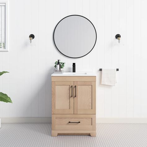 Natural wood vanity bathroom