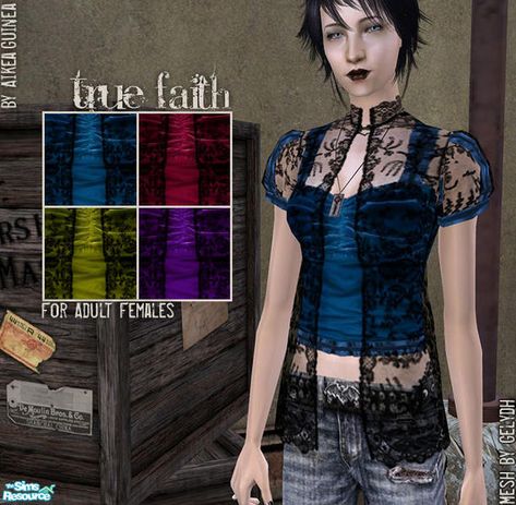 Mall Goth Shirt, Sims3 Cc, Sims2 Cc, Sims 2 Cc, Blue Velvet Top, Ts2 Cc, Goth Shirt, Punk T Shirt, Female Clothes