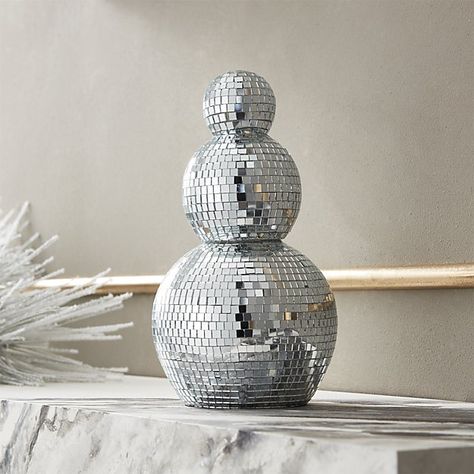 Disco Ball Snowman, Diy Disco Ball, Silver Tree Topper, Snowman Diy, Holiday Mantle, Modern Christmas Ornaments, Modern Holiday Decor, Boho Space, Unique Holiday Decor