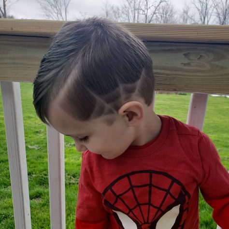 Avengers weekend calls for a SPIDER-MAN haircut 🕸 Created by: @hairbylisa_syb Spiderweb Hair, Hair Tattoo Designs, Toddler Hairstyles Boy, Toddler Haircuts, Toddler Boy Haircuts, Shaved Hair Designs, Hair Tattoo, Toddler Hairstyles Girl