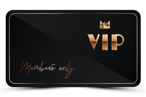 Black elegant vip card template. Modern business card for members only with golden 3d text, crown. Luxury abstract invitation. Vector illustration for loyalty, bonus card, gift certificate Vip Card Design Luxury, Luxury Card Design, Vip Card Design, Abstract Invitation, Tv Set Design, Apple Gift Card, Vip Card, Modern Business Card, Tv Set