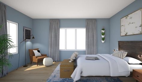 Gray Walls Bedroom Decor, Brown Wood Bedroom, Blue And Wood, Furniture Styles Guide, Wood Bedroom Decor, Blue Bedroom Colors, Dark Wood Bedroom Furniture, Furniture Color Schemes, Dark Wood Bedroom