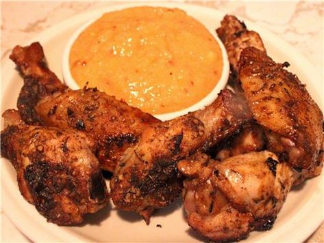 Chicken Wing Dipping Sauce, Jamaican Dinner, Mango Dipping Sauce, Sauces For Chicken, Jerk Chicken Wings, Jerk Marinade, Wings In The Oven, Dipping Sauces For Chicken, Jamaican Jerk Seasoning