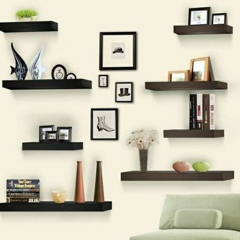 Futuristic And Practical Floating Shelves For Every Home ★ Modern Floating Shelves, Floating Bookshelf, Wall Bookshelves, Living Room Shelves, Mounted Shelves, Floating Wall Shelves, Shelves In Bedroom, Floating Wall, Shop Plans