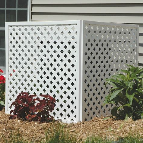 Air Conditioner Hide, Plastic Lattice, Outdoor Air Conditioner, Ac Cover, Unique Headboards, Air Conditioner Covers, Tin Panel, Air Conditioner Units, Screen Outdoor