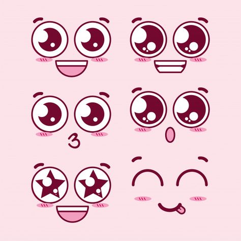 Eyes Expression, Cute Cartoon Eyes, Kawaii Eyes, Cute Cartoon Faces, Eyes Cartoon, Expression Face, Eye Expressions, Origami Envelope, Eye Illustration