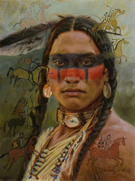 David Yorke / Art | Visions of a Warrior" New Oil by David Yorke, 12"x9" $2,700 Native American Face Paint, Native Regalia, Native American Woman, Native American Paintings, Native American Warrior, Native American Images, Native American Men, Native American Pictures, Native American Artwork