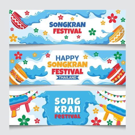 Songkran Festival Banner Canva Poster Ideas, Font Canva Lettering, Standing Banner Design, Festival Banner, Water Festival, Songkran Festival, Desain Buklet, Festival Background, Powerpoint Presentation Design