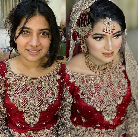 Brides Makeup Wedding, Brides Makeup, Before And After Makeup, Asian Bridal Makeup, Muslim Bridal, Bridal Makeup Images, Makeup Before And After, Bridal Makeover, Makeup Bridal