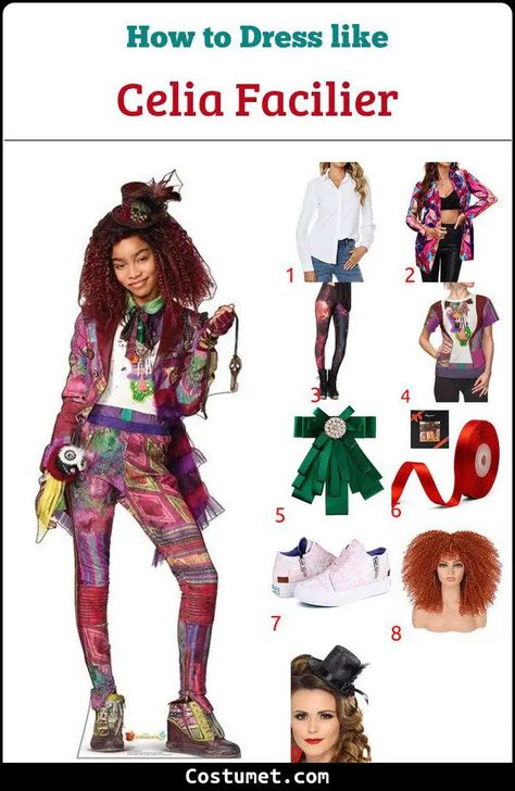 Celia Descendants, Dr Facilier Costume Female, Descendants Audrey Costume, Descendants Carlos Costume, Mal Decendents 3 Costume, Diy Dr. Facilier Costume, Descendants Costumes, Mini Top Hat, Disney Descendants