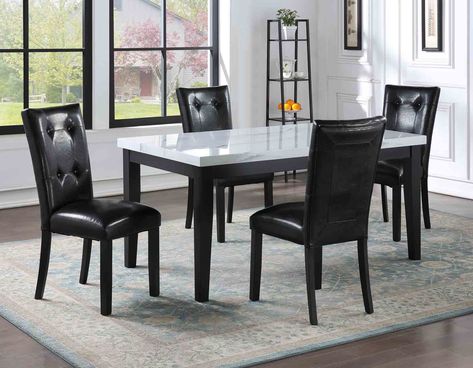 Marble Dining Table Set, Faux Marble Dining Table, Marble Top Dining Table, Parsons Chair, Leather Side Chair, Contemporary Dining Table, Dinette Sets, Dining Furniture Sets, 7 Piece Dining Set