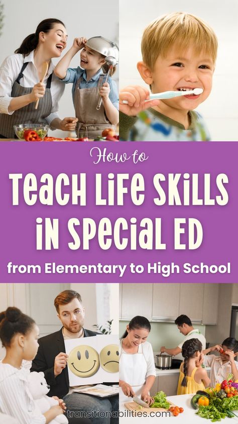 Teaching Life Skills in Special Ed Classroom from Elementary On	How to Teach Life Skills in Special Ed from Elementary to High School Functional Life Skills Special Education, Task Boxes For Special Education, Special Education Life Skills, High School Special Education Classroom, Special Education Classroom Setup, Vocational Activities, High School Special Education, Life Skills Curriculum, Functional Life Skills