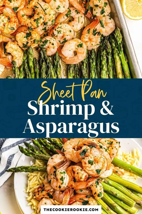 Easy Bacon Wrapped Shrimp, Buttery Garlic Shrimp, Pan Asparagus, Shrimp Appetizer Recipes, Asparagus Recipes Oven, Buttery Shrimp, Best Asparagus Recipe, Sheet Pan Shrimp, Grilled Asparagus Recipes