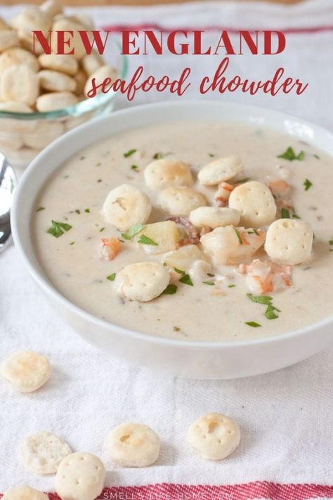 New England Seafood Chowder Recipe, New England Seafood, Lobster Chowder, Seafood Soups, Chowder Recipes Seafood, Soups And Chowders, Seafood Chowder, Chowder Recipe, Seafood Recipe