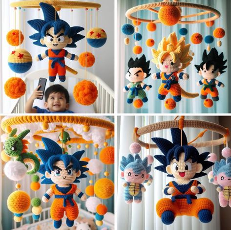 Anime Themed Nursery, Dragon Ball Z Nursery Ideas, Dragon Ball Room Ideas, Dragon Ball Nursery, Dragon Ball Z Nursery, Dragon Ball Z Baby Shower Theme, Nintendo Nursery, Anime Nursery, Ideas A Crochet