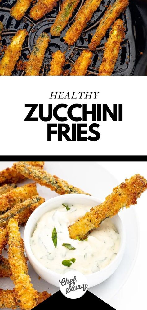 Save This & Transform zucchini into irresistibly crispy delights with this Easy Crispy Healthy Air Fryer Zucchini Fries Recipe! These fries, coated in a parmesan breadcrumb mixture, are air-fried to perfection. You won't believe how CRISPY they turn out! Pair them with homemade basil mayo for the ultimate dip. Save the recipe and follow Chef Savvy for more zucchini Recipes! Crispy Air Fried Zucchini, Parmesan Zucchini Fries Air Fryer, Zucchini Recipes For Air Fryer, Zucchini Spears Air Fryer, Air Fry Zucchini Fries, Healthy Fried Zucchini, Fried Zucchini Air Fryer, Zucchini Air Fryer Recipes, Air Fry Zucchini