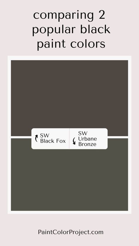 Searching for that perfect deep black or brown paint color? I compare Black Fox vs Urbane Bronze so you can pick which one is right for you. Urban Bronze Basement, Sw Bronze Paint Colors, Urbane Bronze Sherwin Williams Dining Room, Charcoal Brown Paint Color, Black Fox Sherwin Williams Cabinets, Black Fox Exterior Paint, Urbane Bronze Board And Batten, Brown Black Paint Color, Urban Bronze Interior Doors