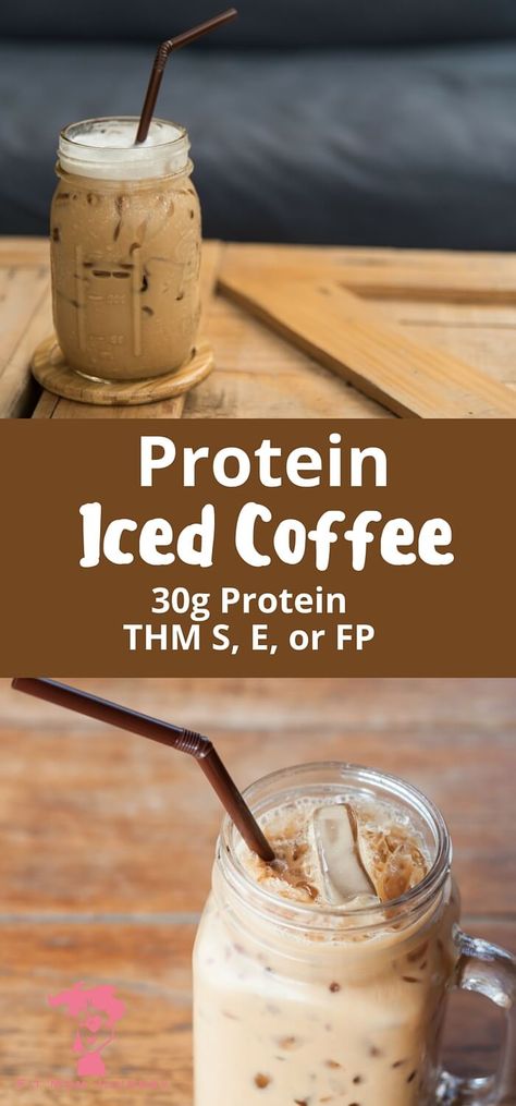 Iced Protein Coffee, Protein Iced Coffee, Trim Healthy Mama Drinks, Carmel Coffee, Healthy Iced Coffee, Iced Coffee Protein Shake Recipe, 30g Protein, Iced Coffee Protein Shake, Coffee Protein Shake